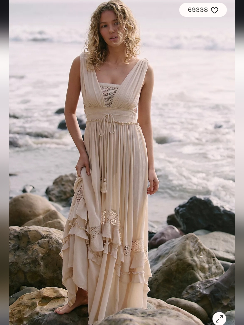 Free People NWT Santa Maria Maxi Dress In Summer Khaki